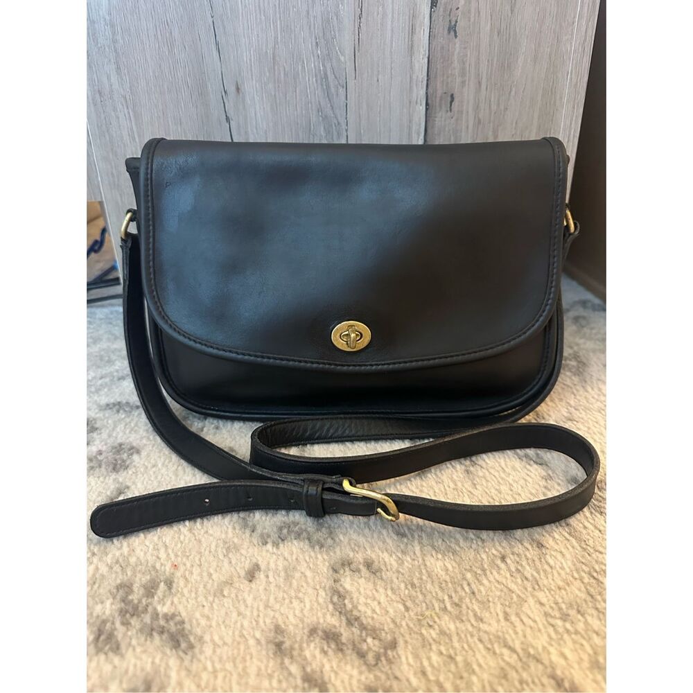 Coach Midnight Black Leather Shoulder Bag